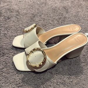A New Day Cream Mules with Gold Accent